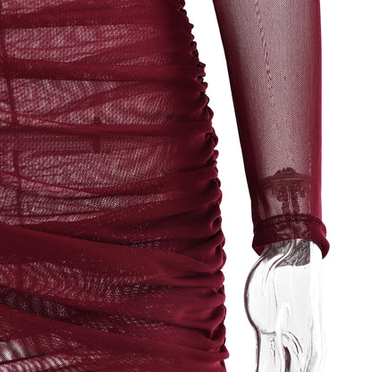 "Twilight Allure" Mesh Patchwork Bodycon Dress