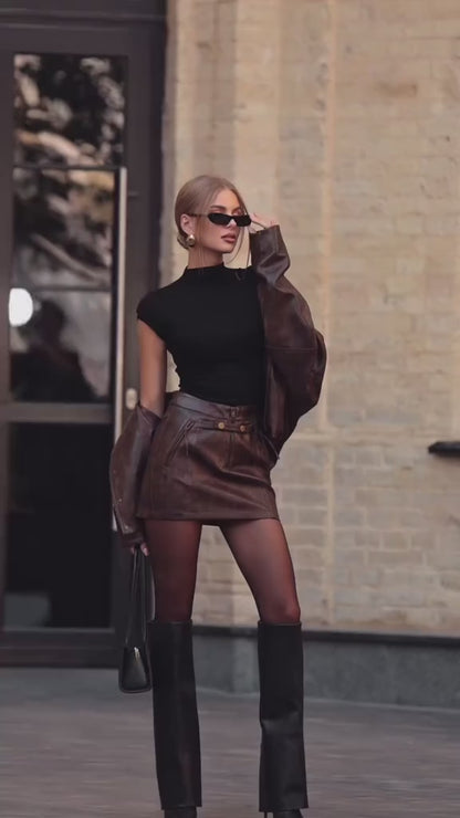 Noir Chic PU Leather Mini Skirt